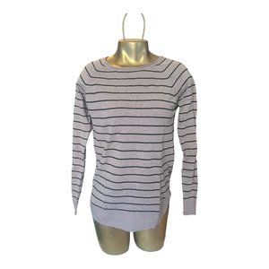 Pink Clover Lilac Brown/Black Striped Crew Sweater, Size Small